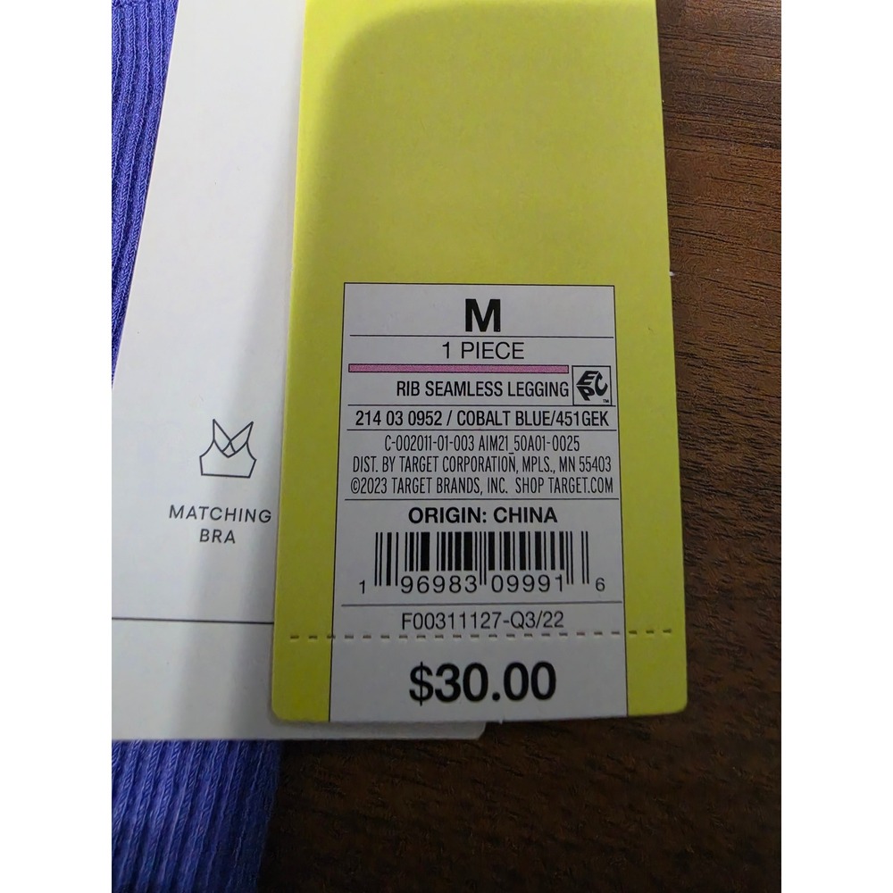 NWT All in Motion Rib Seamless Legging Medium Cobalt Blue High Rise Activewear - Picture 3 of 5